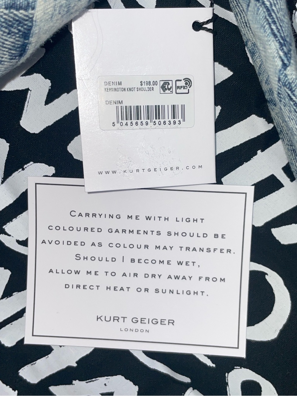 NWT Kurt Geiger ‘The Kensington’ Denim Knot Shoulder Bag - Picture 4 of 15